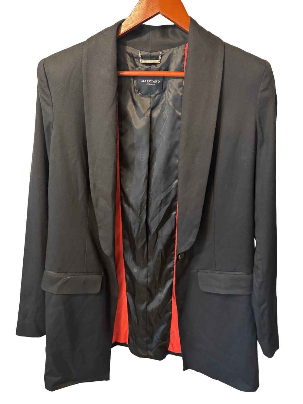 Marciano Women’s Black Blazer Size 42 (US Size 8-10/M) w/Reddish Orange Lining